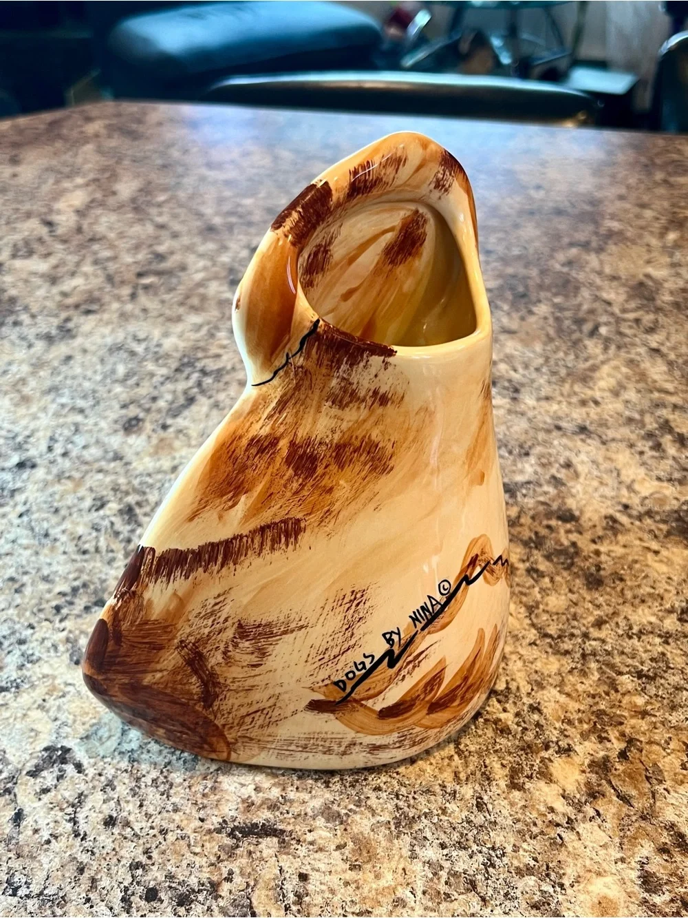 Handcrafted Dogs by Nina Brown & Cream Puppy Vase- Pets Dog Decor